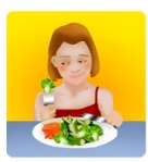 broccoli, unhappy girl eating her vegetables