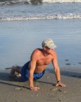 brother, hot man, plank on the beach