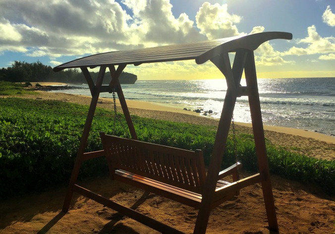 kauai, Hawaii, bench reflections