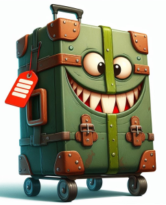 happy suitcase, baggage magic, baggage trouble